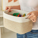 Small Cotton Rope Storage Basket Set of 3-11"x7"x7" Perfect Woven Baskets for Storage, Ideal Storage Baskets for Organizing Toys, Towels, and More - Baskets for Shelves（White & Mixed Camel） by CozyNest Decor
