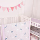 CaSaJa Baby 3-Piece Crib Bedding Set for Boys Girls, Including Soft Quilted Comforter(Blanket), Fitted Crib Sheet and Skirt, Soft Nursery Bedding Set Made of Silky Comfy Materials, Reindeer Forest by TinyTreasures Baby Boutique