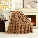 Cozy Bliss Faux Fur Throw Blanket for Couch, Cozy Warm Plush Striped Blanket for Sofa Bedroom Living Room, 50 * 60 Inches Toasty Brown by CozyNest Decor