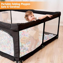 Foldable Baby Playpen with Gate, Extra Large Collapsible Play Yard for Babies & Toddlers, Portable Travel Play Pen with Fence, Safe Activity Center for Indoor & Outdoor Use (51"×51" Black) by TinyTreasures Baby Boutique