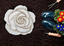 NAT & Jules Rose Flower Shaped Dimensional Indoor Outdoor 12 inch Cast Resin Decorative Garden Stepping Stone, Patio, Walkway Sculpture Yard Art, White by CozyNest Decor