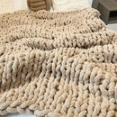 Chunky Knit Blanket Throw 40"×40", Chenille Throw Blankets, Handmade Warm & Cozy Blanket Couch Bed Home Decor, Soft Breathable Fleece Banket, Christmas for Couch Bed Sofa Best Gift (Tan) by CozyNest Decor