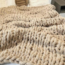 Chunky Knit Blanket Throw 48"x71", Chenille Throw Blankets, Handmade Warm & Cozy Blanket Couch Bed Home Decor, Soft Breathable Fleece Banket, Christmas for Couch Bed Sofa Best Gift (Tan) by CozyNest Decor
