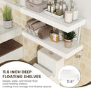 Deep Floating Shelves | 30 Inch Floating Shelves for Wall Set of 2 | 12 Inch Deep White Shelves for Living Room Bathroom Laundry Room Bedroom Kitchen Home Office - White by CozyNest Decor