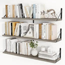 Heimlove 36 Inch Floating Bookshelves Set of 3,Wall Bookshelf Heavy Duty Wall Mounted Bookshelves for Living Room,Bedroom,Kitchen,Laundry Room Storage & Decor,Silver Grey by CozyNest Decor