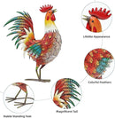 21" Metal Rooster Decor, Outdoor Garden Statues, Metal Chicken Sculpture for Backyard Patio Kitchen Decor by GreenHaven Gardens