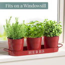 Barnyard Designs Indoor Herb Garden Planter Set with Tray, Metal Windowsill Plant Pots with Drainage for Outdoor or Indoor Plants, Set/3 (Brick Red) by GreenHaven Gardens