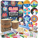 klmars Kids Wooden Painting Kit-Glow in The Dark-Arts & Crafts Gifts for Boys Girls Ages 5-12-Craft Activities Kits - Creative Art Toys for 5, 6, 7, 8, 9, 10, 11 & 12 Year Old Kids by TinyTreasures Baby Boutique