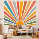 Kanuyee Boho Burning Sun Tapestry Wall Hanging, Retro 70s Abstract Vintage Geometric Rainbow Sunrise Tapestries for Bedroom Living Room Backdrop 60×80 inch by CozyNest Decor