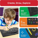 PicassoTiles 2-in-1 Magnetic Drawing Board Toy 12x10 inch Large Magnet Bead Tablet Pad with 2 Facings Alphabet STEM Free Style Educational Erasable & Reusable Learning Writing Playboard in Black PTB04 by TinyTreasures Baby Boutique