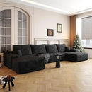 136" Sectional Couches for Living Room Modern Modular Sofa with L-Shape Couchs Upholstered Boneless Couch Deep Seat Sectional Couch with Chaise (Black, Right Facing Chaise+3Seaters+Ottoman) by CozyNest Decor
