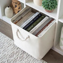 OrganiHaus 13x13 Cube Storage Bins 4 Pack, Foldable Cube Storage Organizer w/ Rope Handles, Collapsible Fabric Bins for Toys, Clothes & Closet Organization, Fabric Square Baskets - Off-White by CozyNest Decor