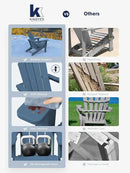 KINGYES Folding Adirondack Chair Set of 2, Dual Cup Holders & All-Weather HDPE, Wood-Like Patio Chair for Backyard, Camping, Pool & Fire Pit, Navy by GreenHaven Gardens