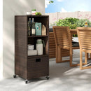 Tangkula Rattan Outdoor Storage Cabinet, Patiojoy Outdoor Wicker Cabinet with 3 Shelves, 1 Removable Drawer, 4 Wheels, Patio Storage Deck Box Cart for Backyard Poolside Porch (Mix Brown) by GreenHaven Gardens