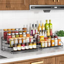 RCHYFEED Spice Rack Organizer for Cabinet Pantry,4 Tier Spice Rack Countertop,Tierd Spice Organization Easy Visibility, Depth Adjustable Seasoning Organizer for Cabinet (Black, 2Pack) by CozyNest Decor