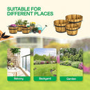IDZO Set of 3 Wooden Flower Planters for Outdoor Plants, Acacia Wood Barrel Planters, Ergonomic Handles, Drainage Holes, Various Sizes, Golden Teak by GreenHaven Gardens