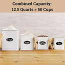 Kitchen Canisters for Countertop Set of 4 with Customizable Chalkboard Labels & Marker Pen - Big Iron Kitchen Canisters with Airtight Lids - Canisters Sets for the Kitchen - White Kitchen Canister Set by CozyNest Decor