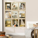 Vittanly 11x14 Picture Frames Set of 9, Shatter Resistant Plexiglass, Display 8x10 Pictures with Mat or 11x14 without Mat, Photo Frames for Wall or Tabletop, Engineered Wood, OAK by CozyNest Decor