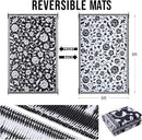 OLANLY Waterproof Outdoor Rug 6x9 ft, Outdoor Plastic Straw Rug with Flower Pattern, Reversible RV Mat for Patio, Camping, Balcony, Deck, Backyard, Black & White by CozyNest Decor
