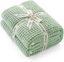 Snuggle Sac Sage Green Waffle Throw Blanket for Couch Bed Sofa 60x80 inches, Reversible Sage Green Blanket Microfiber Fluffy Fuzzy Cozy Knit Twin Blanket for Women Mothers Birthday Gifts by CozyNest Decor