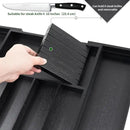 VaeFae Premium Bamboo Silverware Drawer Organizer Kitchen, Expandable Utensil Organizer with Knife Block, Cultery Tray with Divider for Flatware (Black) by CozyNest Decor