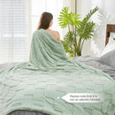 Cozy Bliss Checkered Faux Rabbit Fur Sage Green Throw Blanket, Soft Fuzzy Fluffy Minky Furry Blankets for Couch, Bed (50 * 60 Inches Light Green) by CozyNest Decor