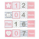 I'm Solid Wood Monthly Weekly Yearly Milestone Age Blocks, Newborn Gifts & Keepsakes for Picture Props (4 Pcs/Pink) by TinyTreasures Baby Boutique