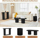AVZEAR Small Round Side Table Fluted Night Stand Set of 2, Mid Century Modern End Table with Storage, Circle Bedside Tables Wood Nightstands for Small Spaces, Living Room, Bedroom (Black) by CozyNest Decor