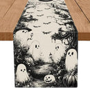 GPGHE Halloween Table Runner Black Ghost Holiday Burlap Table Decoration Indoor Outdoor Home Decor Party Supply 13 x 72 Inch by CozyNest Decor