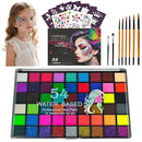 Face Painting Kit, 54 Colors Water Activated Face Paint Palette with Stencils, Brushes, Gems for Halloween Makeup, Parties, Carnival, School Event & Festivals by TinyTreasures Baby Boutique