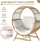 Egg Chair Outdoor Indoor, Oversized Rattan Chair with Thicken Cushion, 350LBS Capacity Wicker Patio Lounge Chair, Basket Chair for Living Room Balcony Porch Backyard, Beige by CozyNest Decor