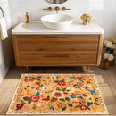 Floral 2x3 Area Rug Machine Washable Soft Print Boho Carpet Non Slip Doormat Low Pile Flower Area Rugs for Living Room Bedroom Nursery Kitchen Dining Room Indoor-Yellow/Orange by TinyTreasures Baby Boutique