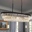 TOCHIC Crystal Chandelier 47 inch, 9 Lights Large Black Crystal Chandeliers for Dining Room, Modern Farmhouse Oval Chandelier Kitchen Island Lighting Fixture for High Ceiling, Living Room, Bar by CozyNest Decor