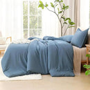 Litanika Comforters Grayish Blue Oversized Queen Size, 3 Pieces Lightweight Solid Bedding Comforter Set, All Season Fluffy Bed Set (98x98In Comforter & 2 Pillowcases) by CozyNest Decor