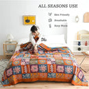 Christmas Cotton Throw Blanket for Couch Bed 60''x80'',Cotton Quilt Boho Throw Blanket Muslin Bed Travel Blanket Vintage Soft Cozy Checkered Blankets Gift for Women by CozyNest Decor