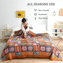 Cotton Throw Boho Blanket for Couch Bed,Cotton Quilted Boho 80''x90'' Muslin Blankets Travel Mexican Super Soft Blanket by CozyNest Decor