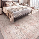 AMOAMI-3X5 Area Rug-Soft Washable Vintage Throw Accent Rugs for Living Room, Entryway, Bedroom, Kitchen, Bathroom, Laundry Room, Kitchen, Bathroom, Bedside, No Slip Pink by CozyNest Decor