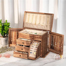 Jewelry Box Organizer, Solid Wood Jewelry Boxes for Women for Storage & Display Necklace Ring Earring Bracelet, Rustic Style Jewelry Organizer Box for Women Gifts (Carbonized Brown) by TinyTreasures Baby Boutique