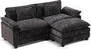 URRED Modular Sectional Sofa Comfy Cloud Couch, Modern Chenille Sofa Sleeper Deep Seat Couches with Ottoman/Pillows for Living Room (Black, 82.6''- L Shape) by CozyNest Decor