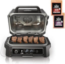 Ninja | Grill & Smoker | Outdoor Woodfire Pro XL | 4 in 1 Grill, BBQ Smoker, Air Fryer & Bake | Portable | Includes Built in Thermometer & 2 Woodfire Pellet Packs | Dark Grey | OG850 by GreenHaven Gardens