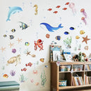 Sea Turtle Ocean Fish Wall Decals Glow in The Dark, Under The Sea Life Animals Stickers for Ceiling, Girls Boys Waterproof Decoration for Living Room Wall Bathroom Toilet by CozyNest Decor
