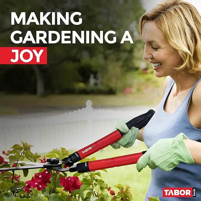 TABOR TOOLS B212A Telescopic Hedge Shears with Wavy Blade and Extendable Steel Handles. Extendable Manual Hedge Clippers for Trimming Borders, Boxwood, and Tall Bushes., photo 6 of 6