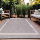 Bordered Outdoor Rug 6x9 Washable Outside Carpet for Indoor Patio Porch Waterproof Easy Cleaning Non Shedding Area Rugs Gray 6 x 9 by CozyNest Decor