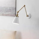 JONATHAN Y JYL7462B Rover 7" Classic Industrial Metal Adjustable Arm LED Wall Sconce, White/Brass Gold for Bedroom, Bathroom, Vanity by CozyNest Decor