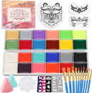 Face Painting Kit For Kids Party,22 Colors Face Paint Kit Includes Paint Tray,Sponges,Brushes and Stencils,Professional Face Painting Kit Non Toxic for Kids and Adults Halloween Makeup by TinyTreasures Baby Boutique