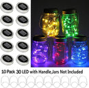 Mason Jar Solar Lights 10 Pack 30 LED Outdoor Solar Firefly Lights, Solar Fairy String Lids Lights,Waterproof Mason Solar Lights with Hangers for Regular Mouth Jars Christmas Gifts(Jars Not Included) by GreenHaven Gardens