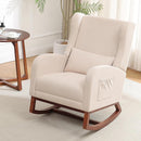 Rocking Chair Nursery, Nursery Rocking Chairs with Foot Rest, Comfy Fabric Glider Rocker Nursing Chair with High Back for Nursing, Living Room, Bedroom, Beige by TinyTreasures Baby Boutique