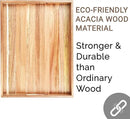 Acacia Wood Serving Tray with Handles (17 Inches) – Decorative Serving Trays Platter for Breakfast in Bed, Lunch, Dinner, Appetizers, Patio, Ottoman, Coffee Table, BBQ, Party –Great for Lap &Couch by CozyNest Decor