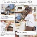 Wooden Play Kitchen for Kids with Realistic and Interactive Features, Includes 20 Toy Kitchen Accessories, Ideal Pretend Playset Gift for Kids and Toddlers Ages 3+ by TinyTreasures Baby Boutique
