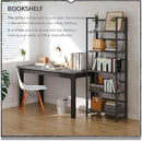 4NM No Assembly Foldable Bookshelf, 5-Shelf Collapsible Bookcase Storage for Small Spaces, 62.2" H, Gray and Black by CozyNest Decor
